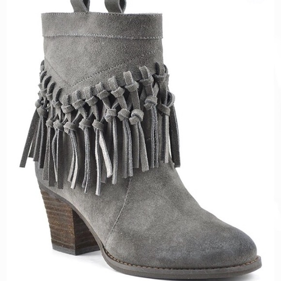 Sbicca Shoes - NWT Sbicca Suede Fringe Bootie in Style Sound , color charcoal ,size 7.5.